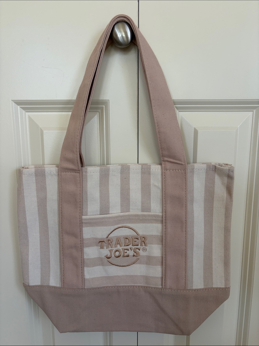 Trader Joe’s tan striped MINI Canvas Tote Bag!!